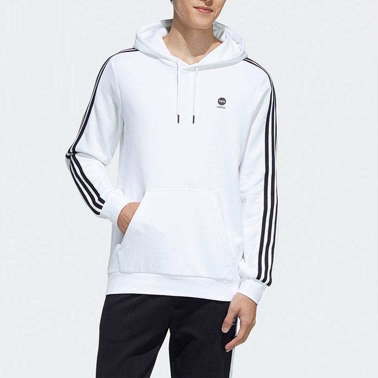adidas Толстовка мужская спортивная академическая с капюшоном Neo Logo Color Block Striped, белая HD4672