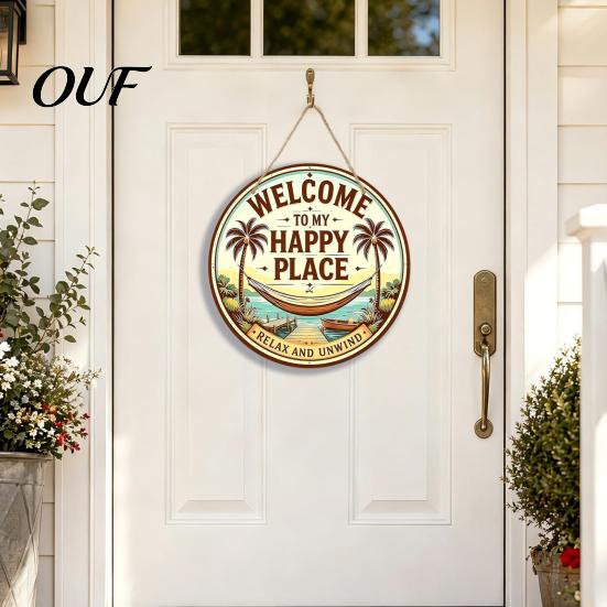 Coastal Home Decor Hello Summer Door Sign, Spring Beach Flowers Welcome Wooden Seaside Decorations Front Hanging Plaque for Wall, Outdoor Porch Garden