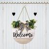 Yousheng деревенский деревянный круглый подвесной знак плед декор с бантом буквенный принт дверная пластина с ремешком Добро пожаловать подвесной орнамент домашний декор