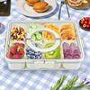 1pc Portable Snack Container Lunch Box with Lid and Handle Separation Tray for Holding Snacks Picnic Food Container, Refrigerator Freshness Box