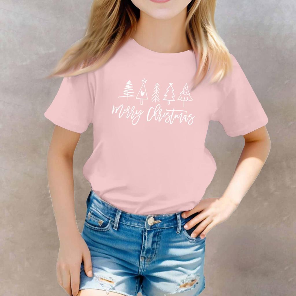 Christmas Day Toddler Girl Boy T-Shirts Kids Top Boys And Girls Printed Short Sleeved T-shirt