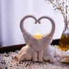 European Style Glowing Couple Icon Candle Holder Ornament Resin Craft Creative Home Living Room Dining Room Cute Animals