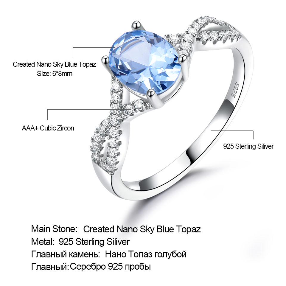 UMCHO Кольцо из Стерлингового серебра 925. Цвет камня на выбор