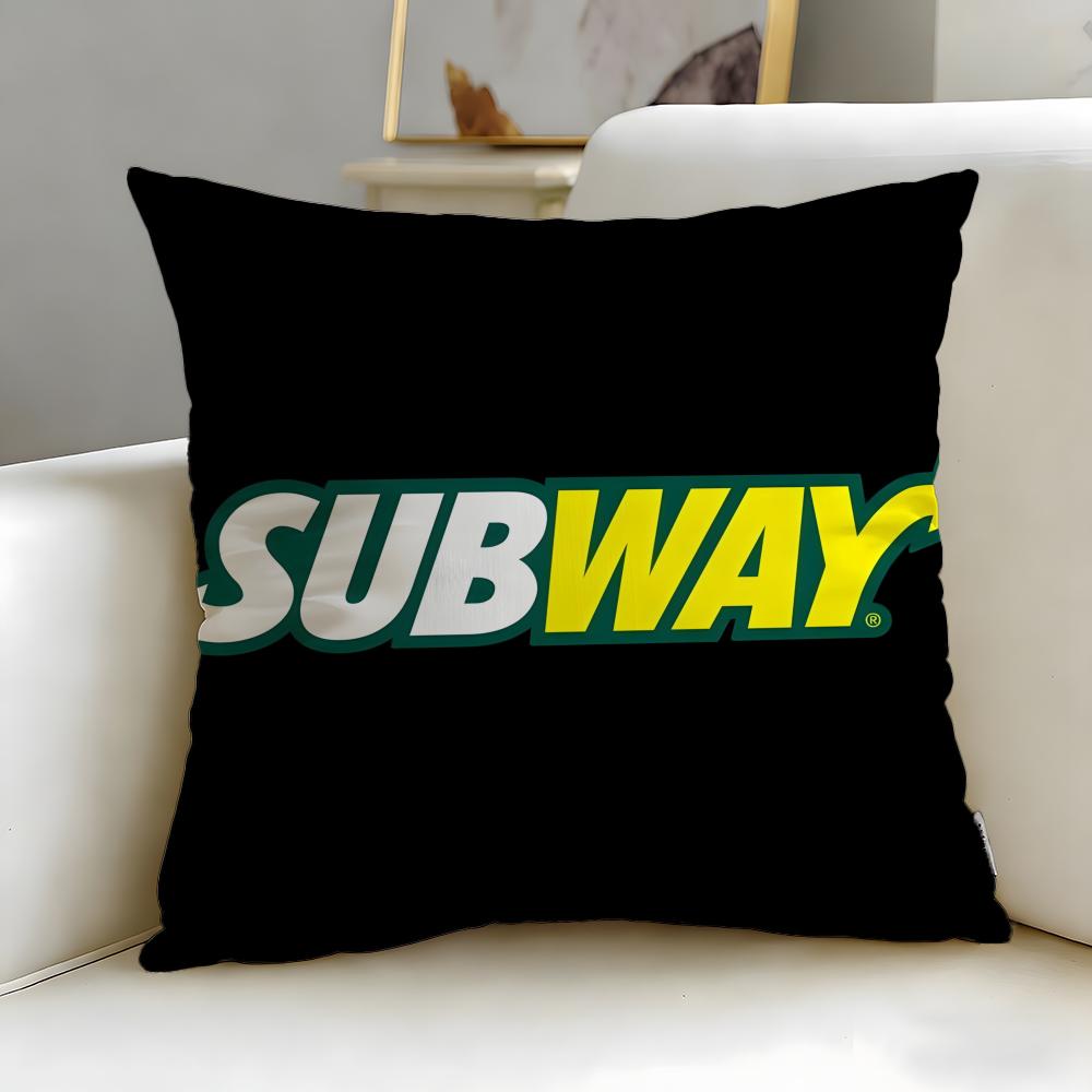 classic restaurant brand Subway Cushion Cover Soft  EasyWash Pillow Case  Versatile for Couch Bed Travel and Office