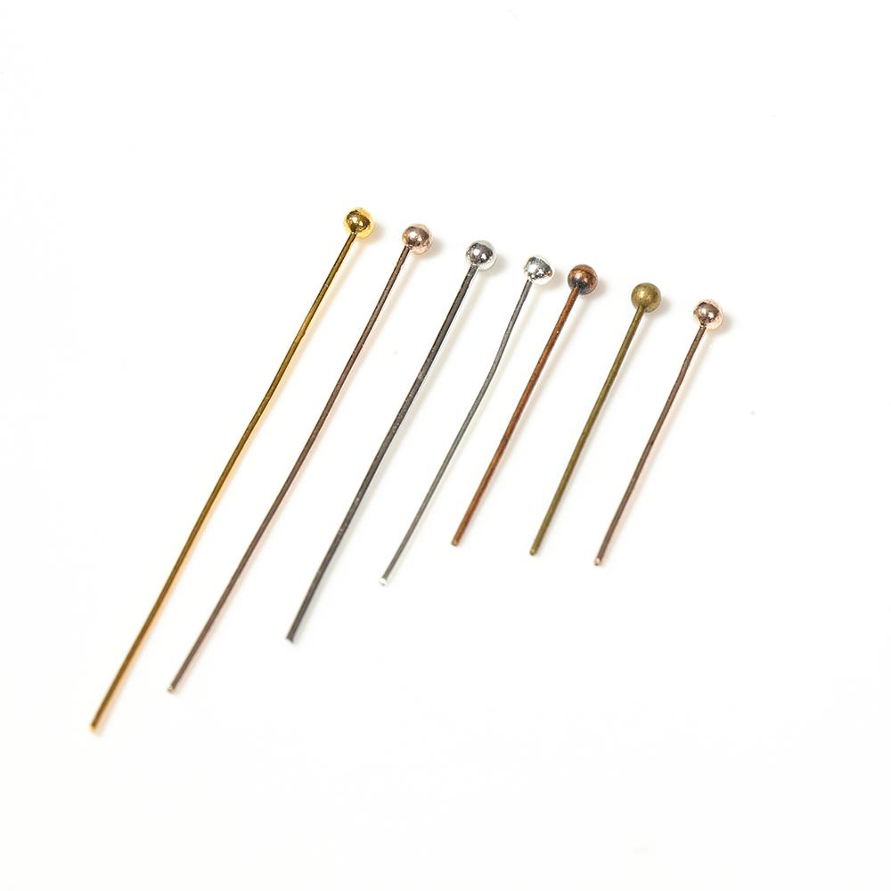 200pcs/lot 18 20 24 30 35 40 mm Gold Silver Metal Ball Head Pins for DIY Jewelry Making Head pins Findings Supplies Wholesale