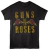 Мужская футболка Guns N Roses ЛОГОТИП И РОЗЫ Официальная Музыкальный Концерт Черный Хлопок Унисекс Футболка