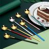Long Handle Coffee Mixing Spoon Stainless Steel Round Head Ice Cream Dessert Teaspoon Gold Tableware Kitchen Dinnerware Utensil