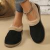 2025 Foreign Trade New Winter Velvet Warm One-pedal Doudou Shoes Fashionable Versatile Solid Color Round Head Flat Shoes