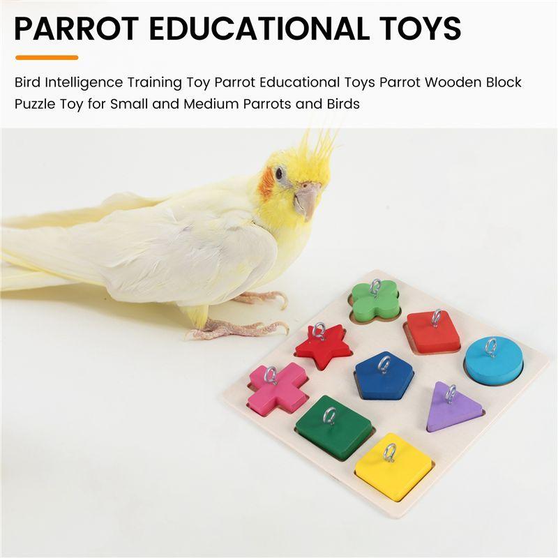 ABDR-Bird Intelligence Training Parrot Educational Parrot Wooden Block Puzzle For Small And Medium Parrots And Bird