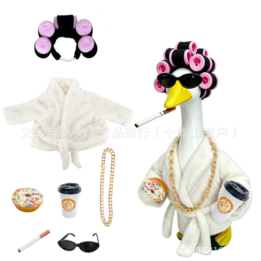 Porch Goose Decoration Clothes Set Waterproof Raincoat Bikini Ghost Outfit for 23 Inch Lawn Garden Statue Costume