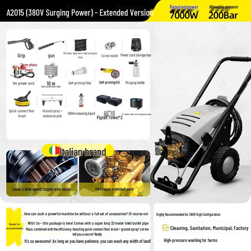 Lava 220V High-Pressure Car Washer: Powerful Industrial Water Pump & Gun for Commercial Cleaning