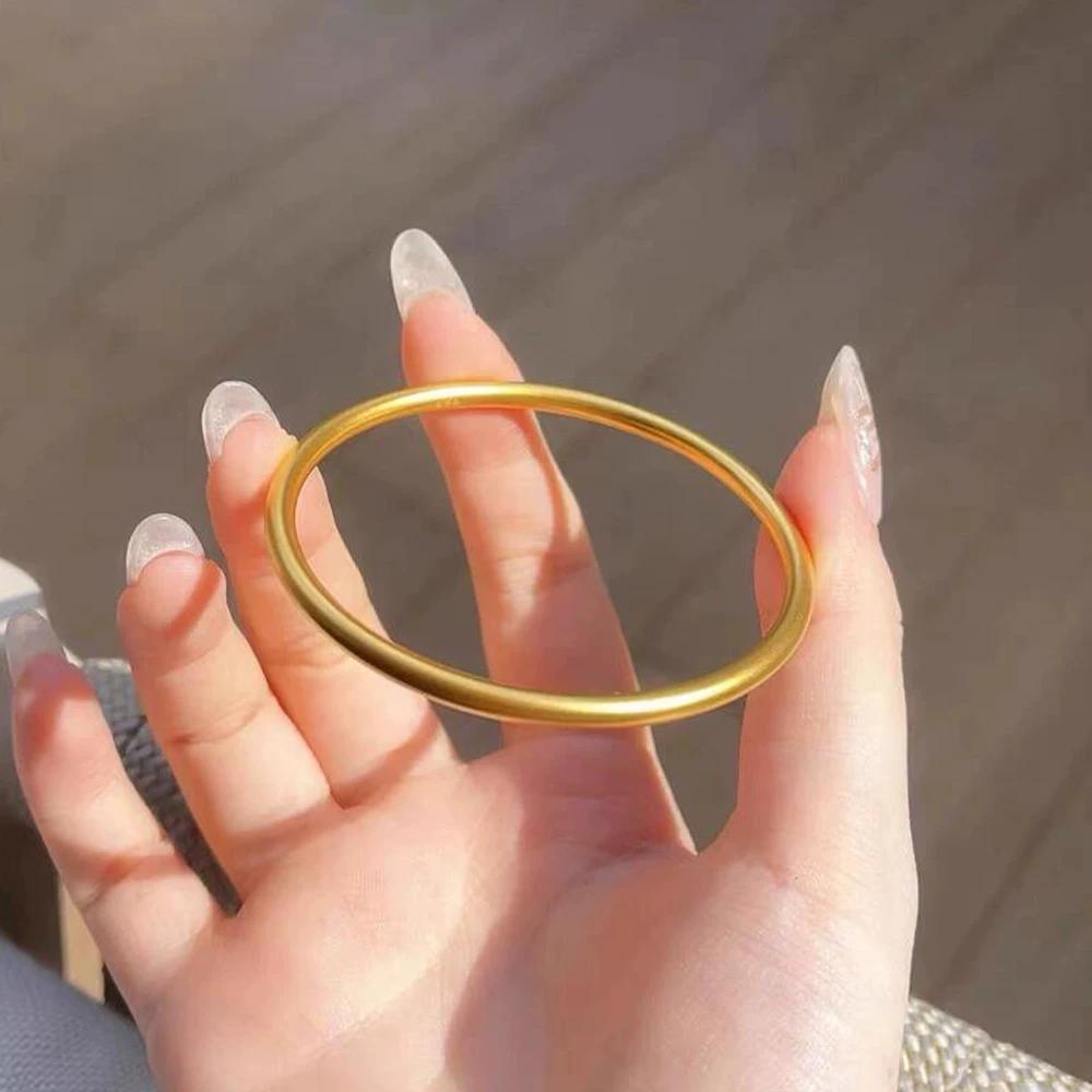 Ancient inheritance, yellow-gold 999 bracelet simulation plain ring, pure solid glossy bracelet, stacked bracelet, wedding three gold