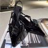 Patent Leather Thin Heel French High Heels Niche Design Sense 2025 Celebrity Word with Bag Head Sandals Empty Single Shoes Women