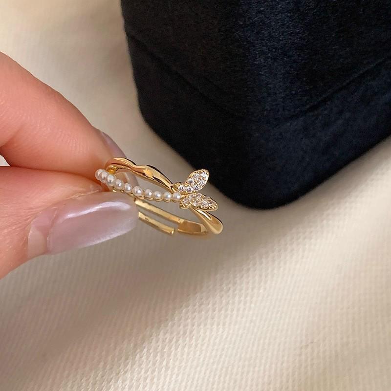 Элегантное перламутровое эмалевое синее кольцо 2025 года для девочек – уникальный, изысканный, легкий роскошный дизайн