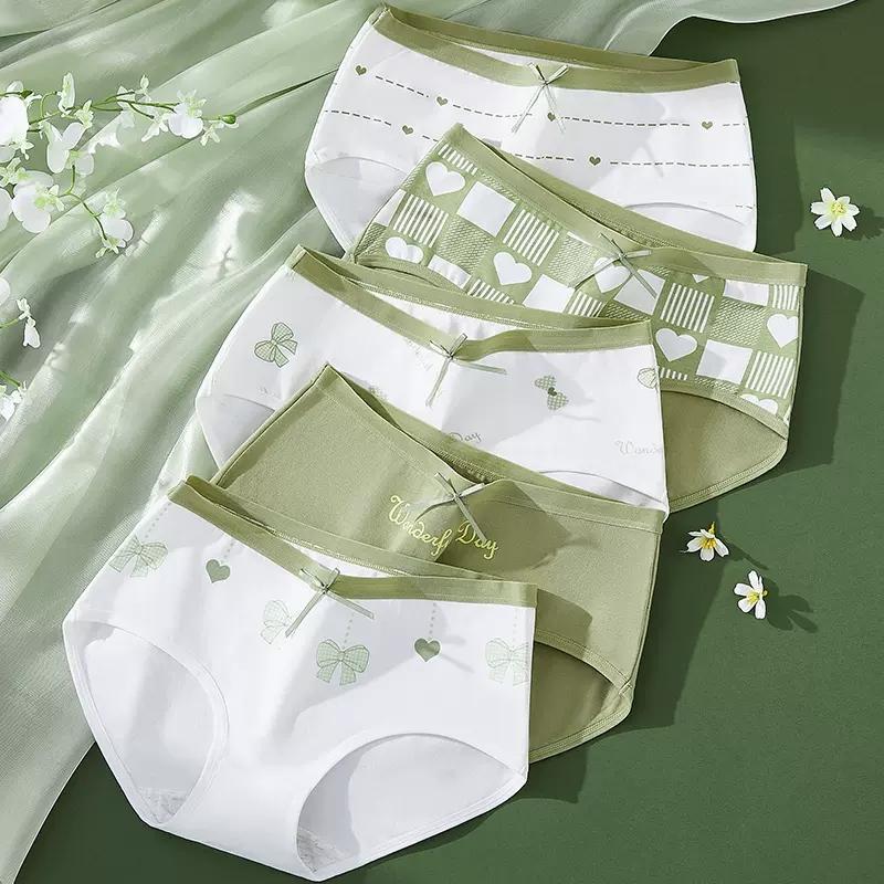 Набор женских хлопковых трусов с милыми принтами. 5 шт