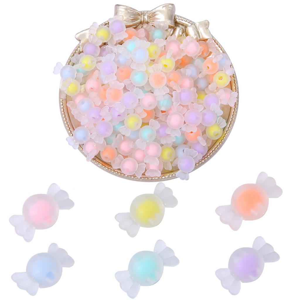 17x9mm 50pcs Acrylic Plastic Candy Shape Beads for DIY Jewelry Craft Making