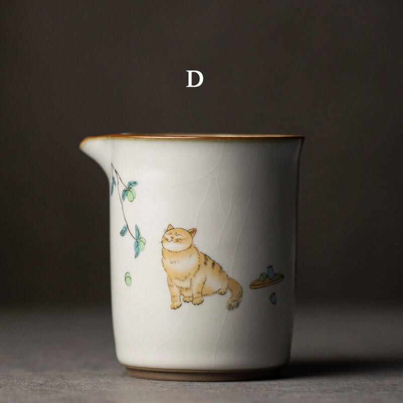 300 мл Ru Kiln Fair Cup Cute Cat Tea Divider Ceramic Even Cup Gong Cup