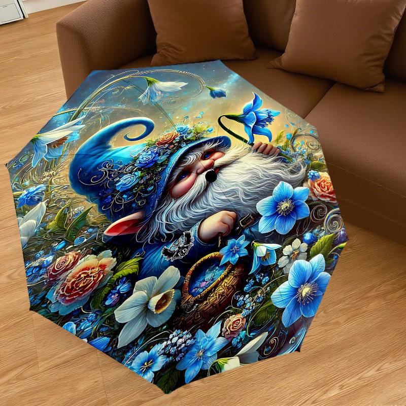 1PC Gnome Flowers Umbrella-8-Rib Reinforced, Automatic Open, Lightweight & Durable, Fashion Accessory for Outdoor-D339