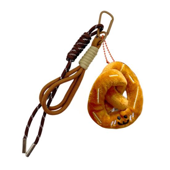 Плюшевый брелок-подвеска Милые пищевые брелоки для сумок рюкзаков Мягкий улыбающийся хлеб пончик бургер Плюшевый подвес для сумки Декоративные аксессуары на шнурке