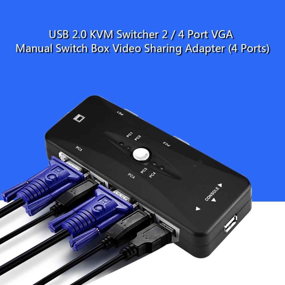 Надежный 4-портовый USB 2.0 KVM-переключатель Plug and Play USB 2.0 VGA Ручной переключатель Коробка Порт VGA Видео-адаптер для совместного использования ПК