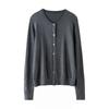 Women's Round Neck Wool Cardigan - 100% Fine Yangzi Yarn, Single-Breasted Knit Sweater