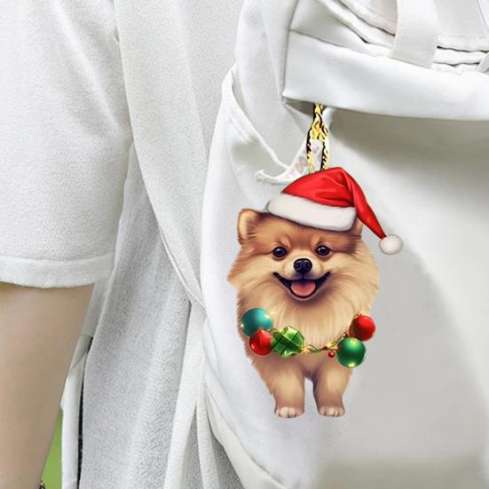 Рождественская собака, зеркало заднего вида, подвеска, украшение для автомобиля, милый щенок в рождественской шапке, украшения для рождественской елки, автомобильные аксессуары