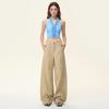Women's Autumn Retro Khaki Wide-Leg Floor-Length Jeans