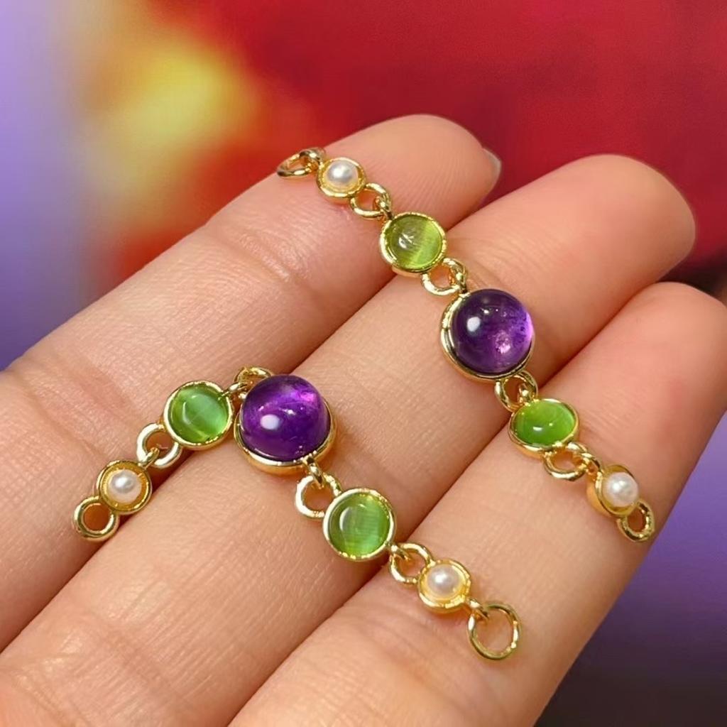 5 шт., Подвеска-кристалл для исцеления ауры, Богемные натуральные аметистовые шармы для изготовления ювелирных изделий, Аксессуары для ожерелий и браслетов, Подвесной декор 6×40 мм