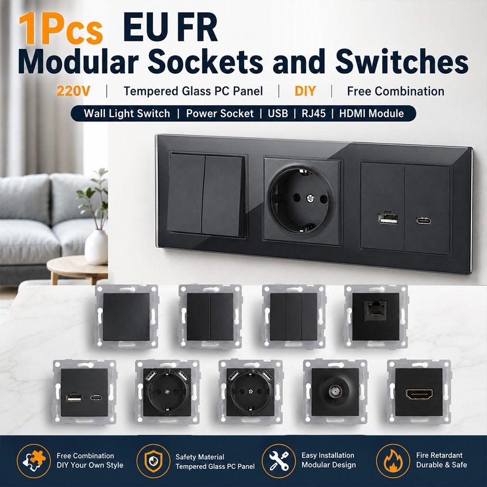 1Pcs 220V 16A 250V Modular Sockets And Switches for Free Combination Electrical Outlet Module