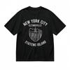 Men's Classic T-Shirt NYC Staten Island Urban Print Tee Black Cotton Breathable