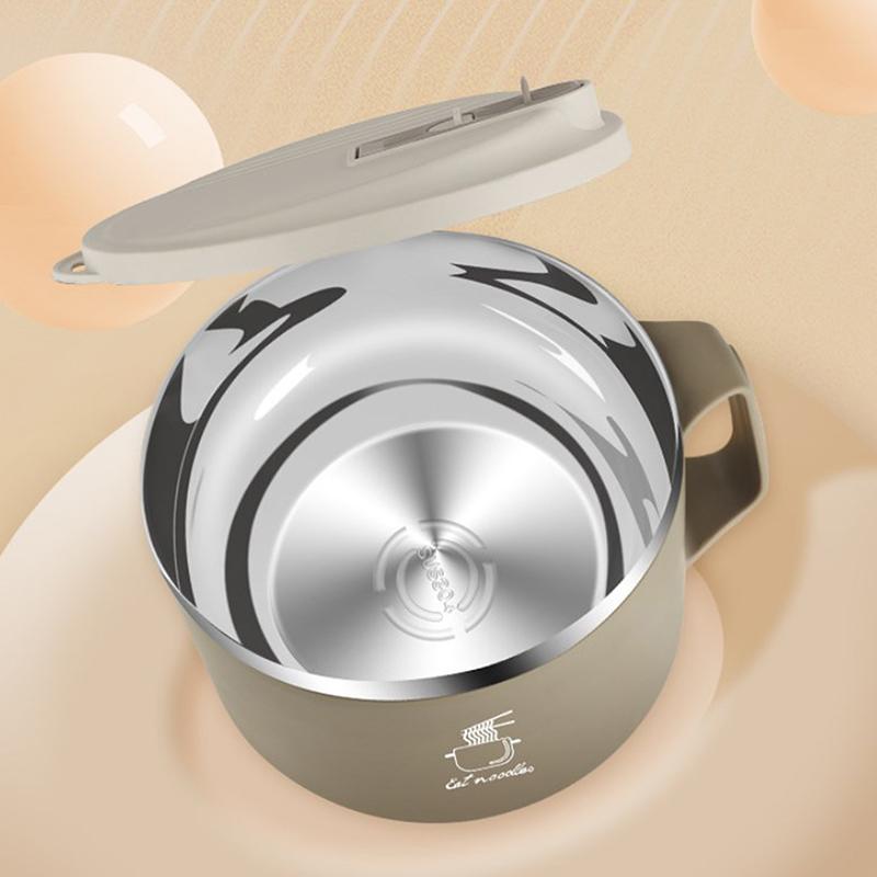 Миска из вспененной нержавеющей стали 304, большая емкость, двухслойная, антиожоговая, ланч-бокс с посудой/крышкой, может сливать миска для рамэна