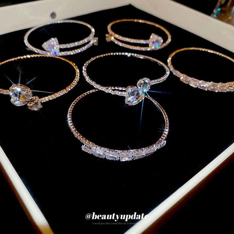 Zircon with Diamond Square Open-Ended Bracelet European and American Fashion Bracelet Accessible Luxury Fancy Bracelet Stylish Niche Style