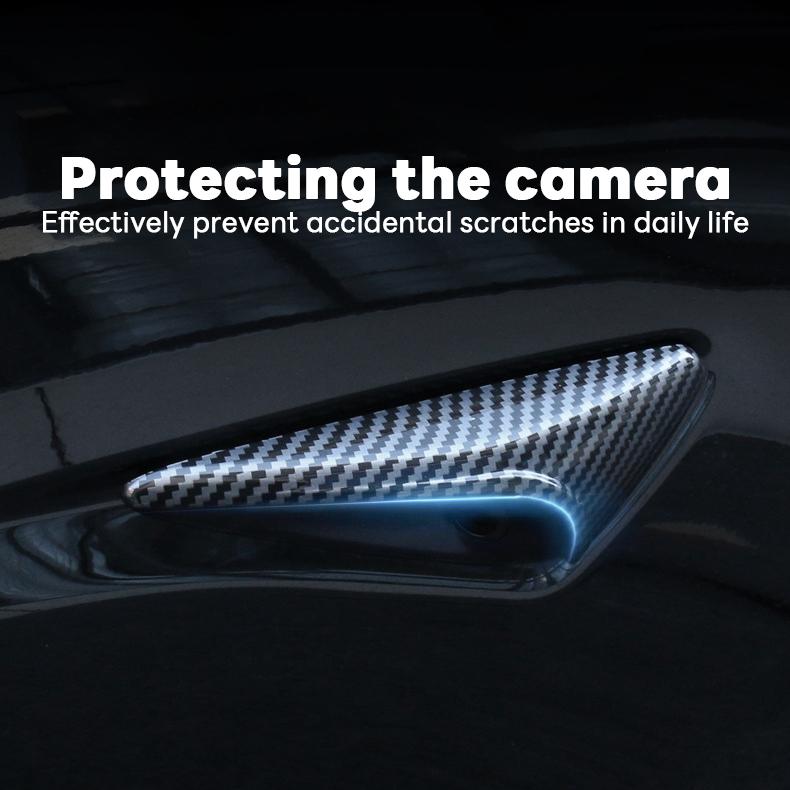 For Tesla New Model Y Juniper 2025 Model 3 Highland 2024 Side Camera Cover Lens Protector Black Shiny Matte Carbon Fiber Pattern