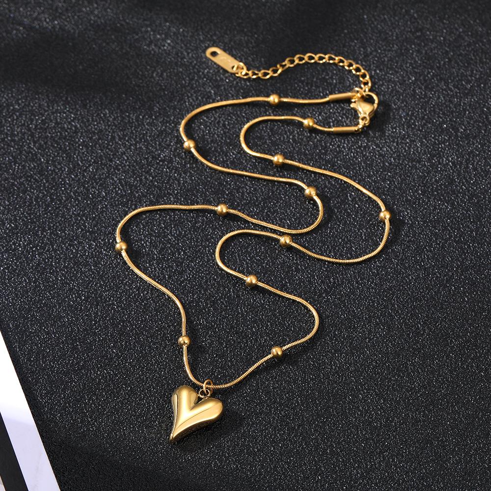 316L Stainless Steel Gold Color Heart Pendant Necklace For Women New Trend Girls Clavicle Chain Jewelry Festive Gifts