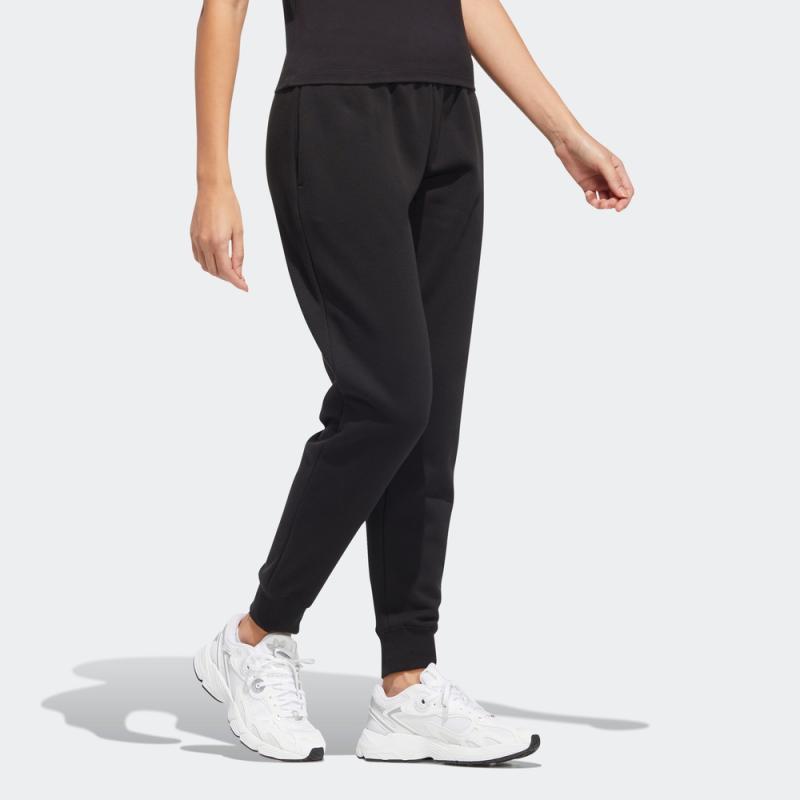 adidas Оригинальные спортивные брюки с манжетами однотонные с принтом логотипа 'Трилистник' Женские брюки Черный HI4908