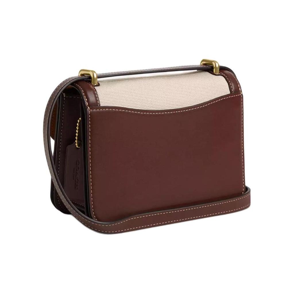 Coach Morgan 18 Metal Logo Snap Closure Canvas And Calfskin Crossbody Bag Small Women crossbody bag Gold Multicolor CR328-IMNAM