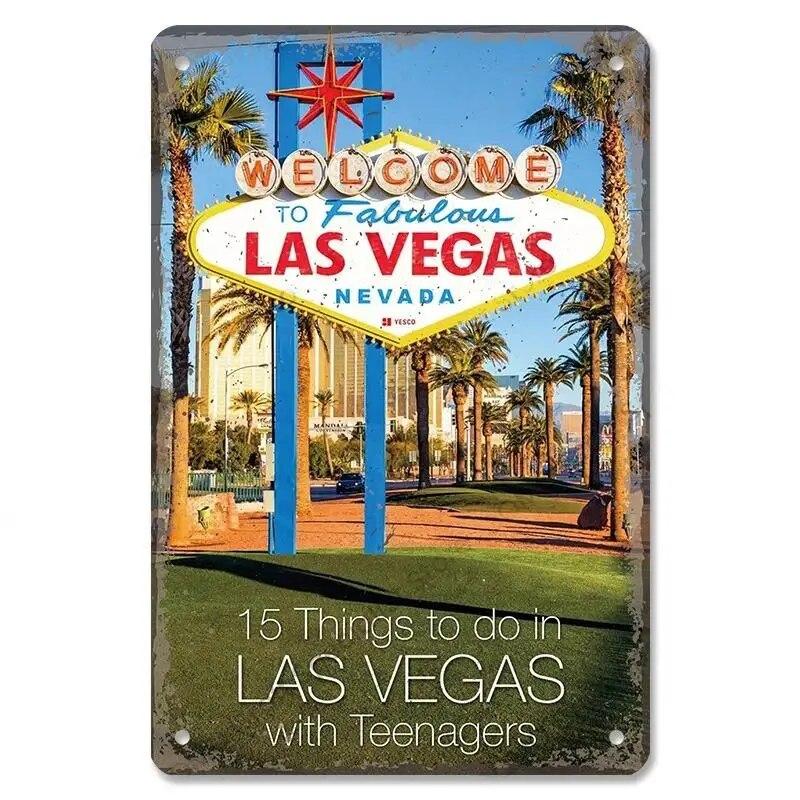 Welcome To Las Vegas Plaque Metal Tin Signs Vintage Decor Nevada Casino Metal Posters Wall Art Decor
