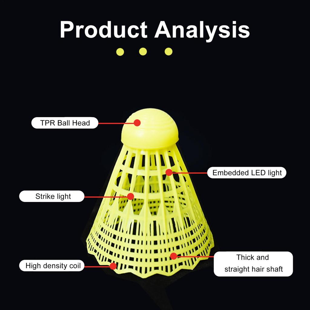 3 шт. Светящиеся Бадминтонные Воланы Цветные Пластиковые Воланы для Бадминтона Детский Тренировочный Волан Высокоэластичный Волан