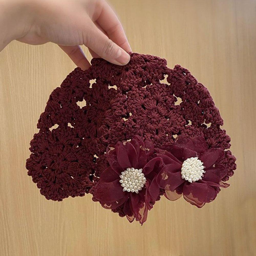 Цветы Берет Кепка Кружева Skullies Hat Дышащая вязаная шапка для женщин