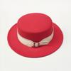 Autumn and winter woolen hat women's European, American and British retro wide-brimmed flat-top top top hat socialite fashion casual felt hat