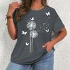 Летний топ с круглым вырезом и 3D принтом в виде бабочек и цветов, модная повседневная женская футболка с короткими рукавами