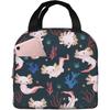 Kawaii Lunch Bag Axolotls Изолированный Lunch Box для женщин и мужчин Многоразовый портативный Lunch Bento Tote для школы, работы, пикника, походов