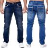 Daily Bastic Solid Stretch Straight Jeans Men Moustache Effect Pockets Denim Cargo Pants Casual Loose Pantalones Hombre Trousers