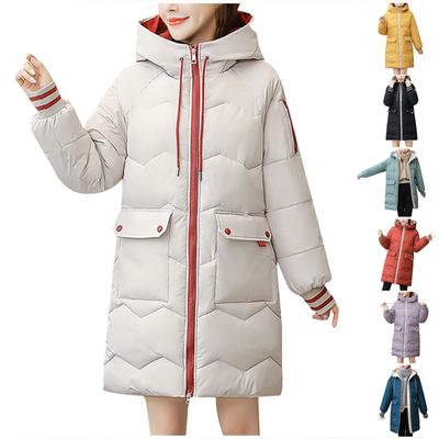 Женская зимняя куртка, теплое пальто с капюшоном на молнии, толстое пальто, верхняя одежда с карманами