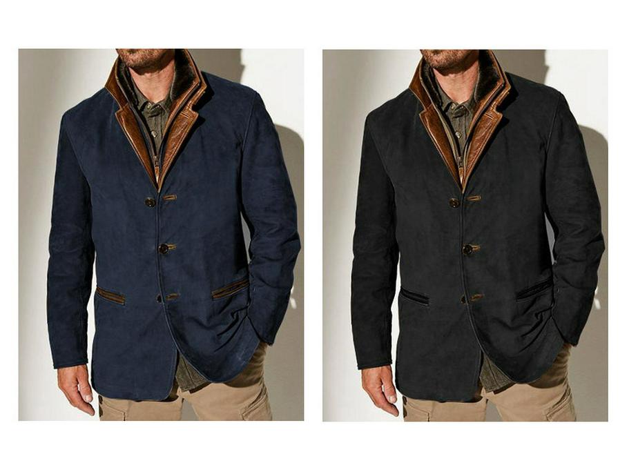 Мужская ретро куртка с пэчворком и цветовыми блоками, с лацканами - Мода Весна/Осень