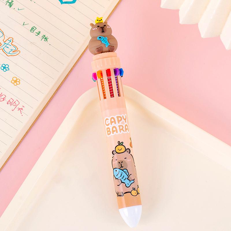 Шариковая ручка Capybara 10 цветов, симпатичная, 0,5 мм, цветная гелевая ручка, школьные канцелярские принадлежности, канцелярские принадлежности, разноцветная ручка