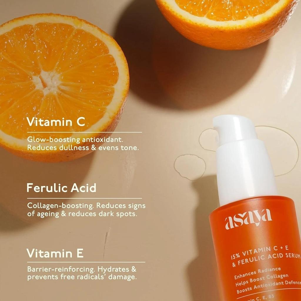 Asaya 15% Vitamin C Face Serum | Brightens Skin - 30ml