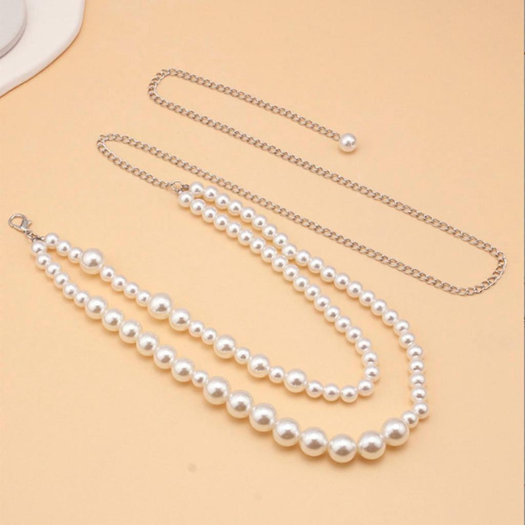 Fashion Pearl Waist Chain Female Body Chain Belly Chain Aesthetic Body Jewelry Party Waist Decors Wedding Chain Belt White