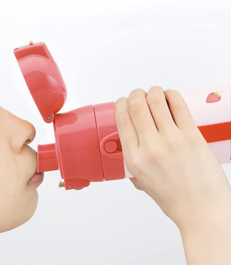 Skater Вода Клубника 350мл 420мл Нержавеющая Маленькая для Детской Бутылки SKDC3, 2-сторонняя, Розовая, (чашка), (Прямое питье), Сталь, Вместимость, Девочки,