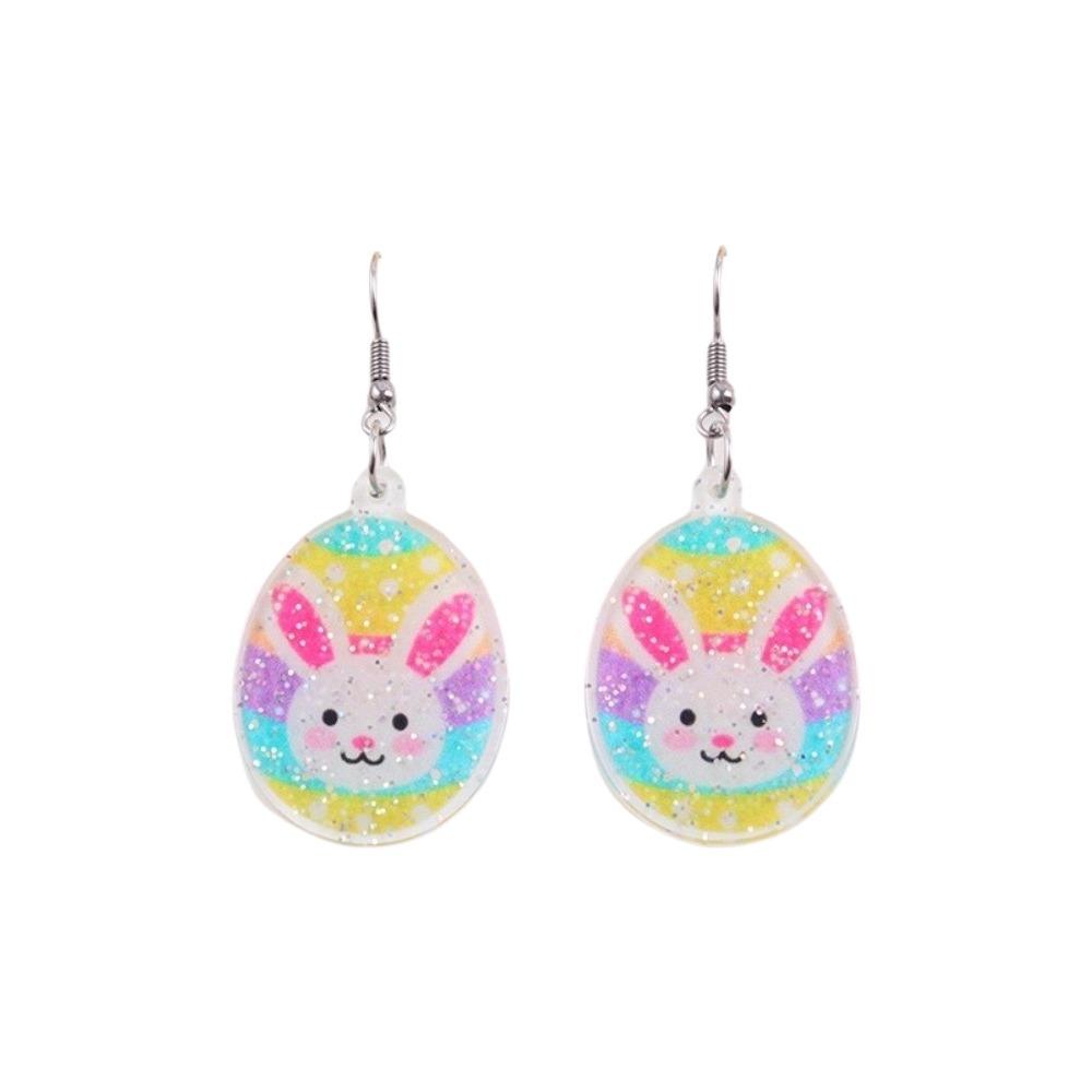 Cartoon Easter Egg Earrings Acrylic Easter Egg Dangle Earrings Bunny Pendant Earrings  Gifts